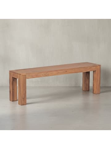 KADIMA DESIGN Sitzbank Akazie | Massivholz, 140x45x35cm, Naturprodukt in Beige