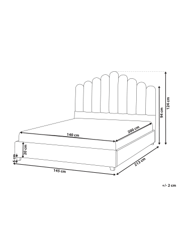 Beliani Doppelbett VINCENNES in Rosa/Schwarz - (W) 145 x (H) 124 x (L) 213 cm