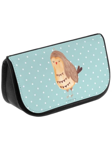 Mr. & Mrs. Panda kosmetiktäschchen Eule Zufrieden ohne Spruch in Türkis Pastell