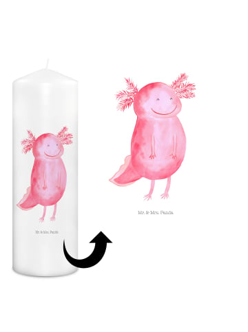 Mr. & Mrs. Panda Bedruckte Kerze Axolotl Glücklich ohne Spruch in Weiß