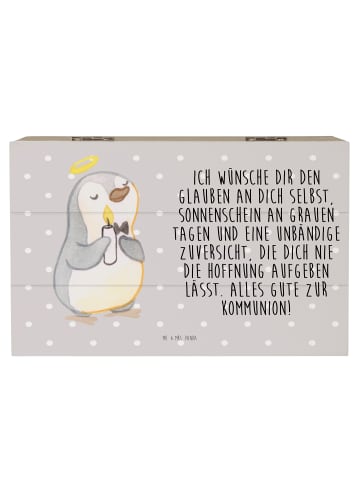 Mr. & Mrs. Panda holzkiste mit deckel Pinguin Kommunion mit Spruch in Grau Pastell