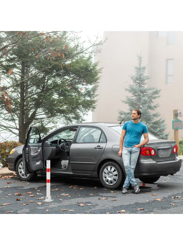 relaxdays 8 x Absperrpfosten in Rot-Weiß - (B)15 x (H)65 x (T)13 cm