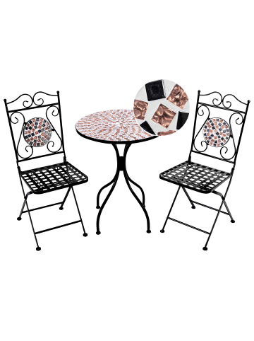 Beliani 3-tlg Bistro Set CARPINO in Schwarz/Gold/Grau