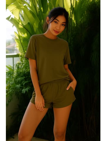 Reichstadt Reichstadt Regular Fit T-Shirt Damen Shoulder Drop 25RSW071 Khaki XL