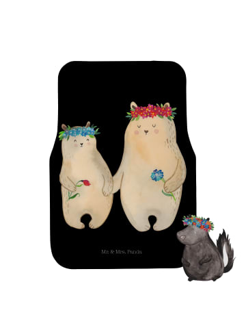 Mr. & Mrs. Panda Auto Fußmatte Bären mit Blumenkranz ohne Spruch in Schwarz