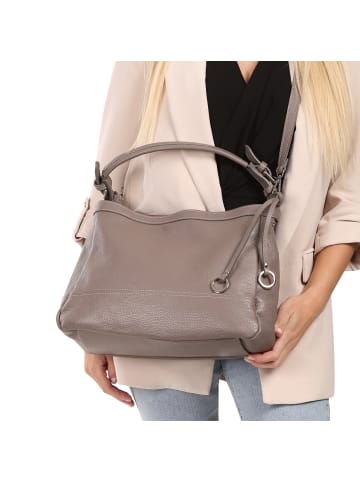 Toscanto Toscanto Schultertasche Leder grau ca. 38cm