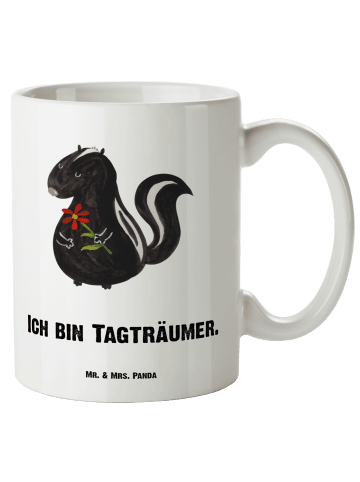 Mr. & Mrs. Panda Riesenkaffeetasse Stinktier Blume mit Spruch in Weiß