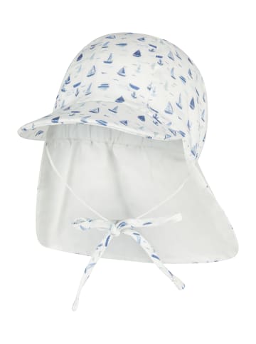 Sterntaler Schirmmütze mit Nackenschutz Boote in weiß