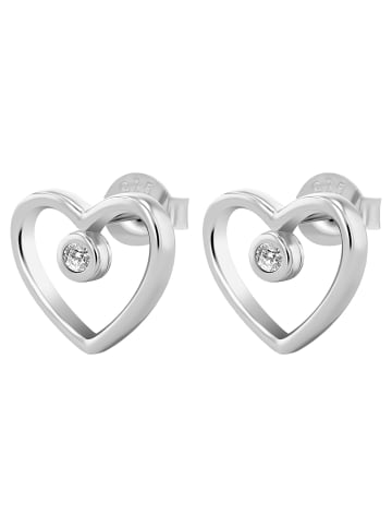 Adeliás Damen Ohrringe – Ohrstecker Herz aus 925 Silber in silber
