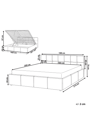 Beliani Doppelbett LAURESSES in Beige - (W) 188 x (H) 76 x (L) 214 cm