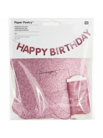 Rico Design Nonbook - Girlande Happy Birthday, Glitter, Rosa FSC MIX, 5m
