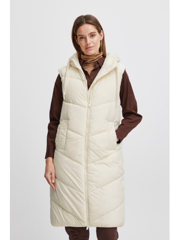 b.young Lange Puffer Weste Stepp mit Kapuze BYBOMINA in Creme