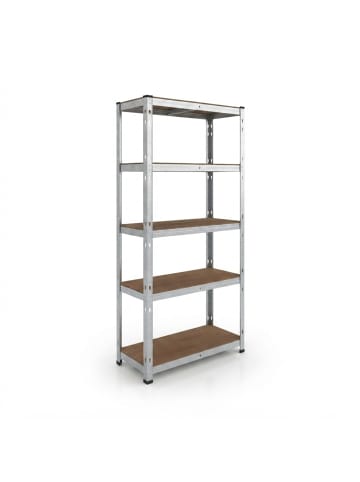 relaxdays Schwerlastregal in Silber - (B)75 x (H)180 x (T)30 cm