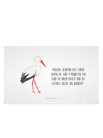 Mr. & Mrs. Panda handtuch gäste wc Storch mit Spruch in Weiß