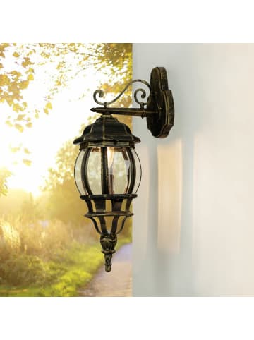 Licht-Erlebnisse Außen Wandlampe (B)15.5 x (H)54 cm in Gold Antik
