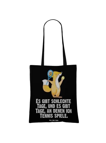 Mr. & Mrs. Panda Stoffbeutel Fuchs Tennis spielen mit Spruch in Schwarz