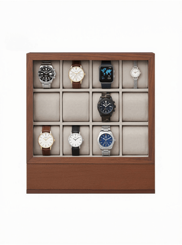 SONGMICS Uhrenbox Anicia in Braun - (B)30 x (H)33.2 x (T)15.5 cm