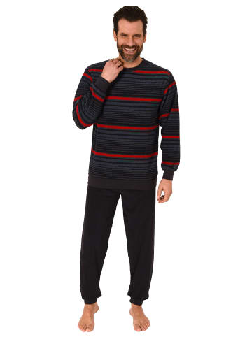 NORMANN Frottee Schlafanzug langarm Pyjama Bündchen - 75528 in rot