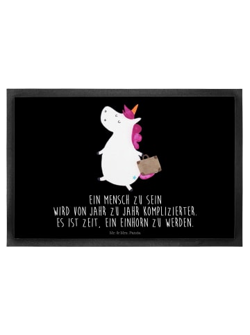 Mr. & Mrs. Panda Sauberlaufteppich Einhorn Koffer mit Spruch in Schwarz