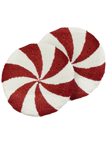 Beliani 2er-Set Dekokissen SWIRL CANDY in Weiß/Rot