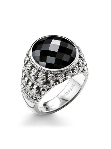 Thomas Sabo Ring Totenkopf in silber, schwarz