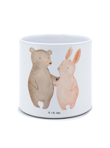 Mr. & Mrs. Panda Blumentopf Groß Bär und Hase Umarmen ohne Spruch in Weiß
