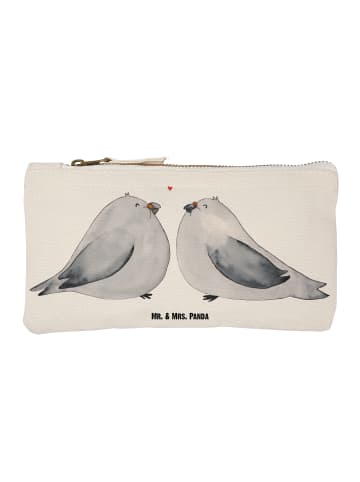 Mr. & Mrs. Panda Kosmetiktasche Turteltauben Liebe ohne Spruch in Weiß