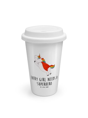 Mr. & Mrs. Panda To Go Becher Einhorn Super mit Spruch in Weiß