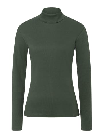 More & More schmales, vielseitiges Ripp-Rollkragenshirt in forest green