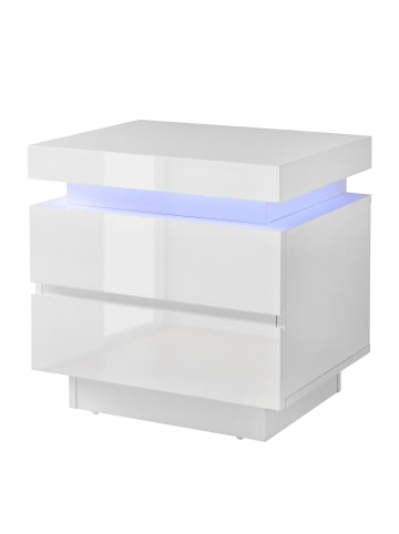 home24 Nachtkommode Emblaze in Hochglanz Weiß