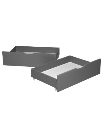 Homestyle4u Bettkasten 2er Set in Grau 82x22 53 cm
