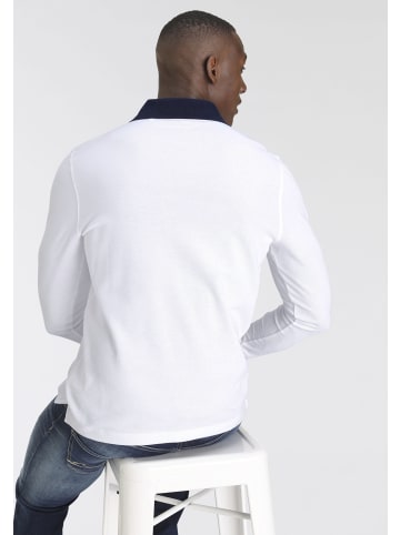 Delmao Langarm-Poloshirt in weiss