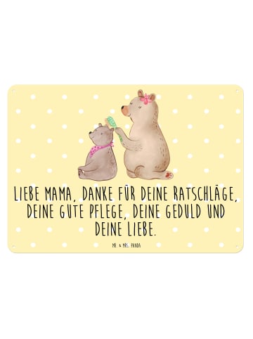 Mr. & Mrs. Panda Blechschild Bär Kind mit Spruch in Gelb Pastell