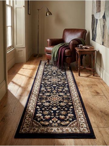KADIMA DESIGN Kurzflor-Teppich Pflegeleicht GLAZERT Floral Strapazierfähig in Dunkelblau