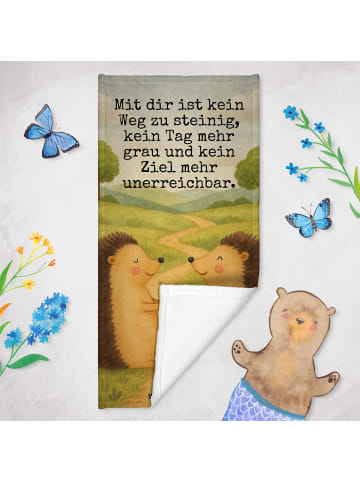 Mr. & Mrs. Panda Badehandtuch Igel Liebe Design mit Spruch in Weiß