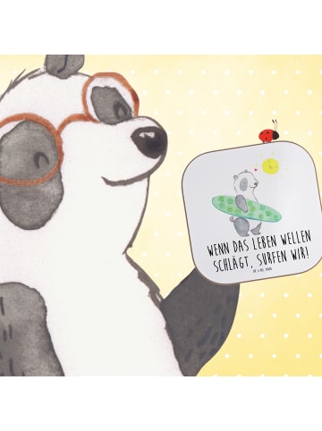 Mr. & Mrs. Panda Glasuntersetzer Sommer Wellen Surf mit Spruch in Weiß
