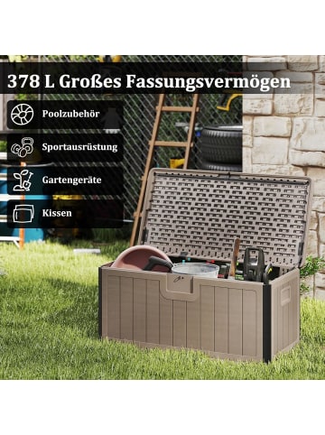 COSTWAY Gartenbox 378L HDPE in Braun