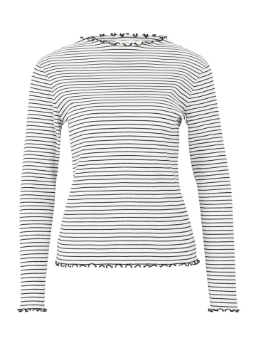 CARTOON Langarm-Shirt mit Kragen in Weiß/Schwarz