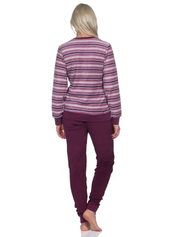 NORMANN Frottee Schlafanzug langarm Pyjama Bündchen - 82775 in lila