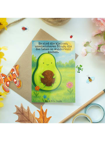 Mr. & Mrs. Panda Babykarte Avocado Kern Design mit Spruch in Weiß