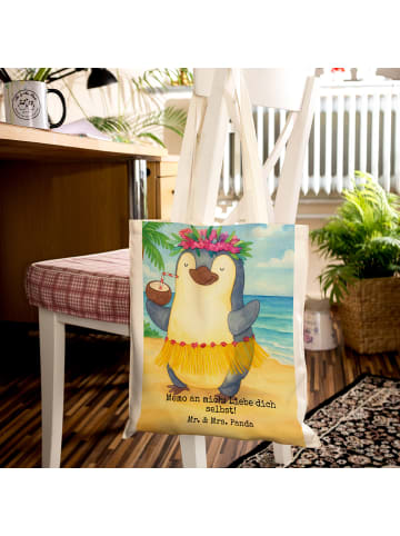 Mr. & Mrs. Panda Tote Bag Pinguin Kokosnuss Design mit Spruch in Weiß