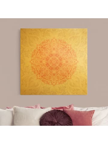 WALLART Leinwandbild Gold - Mandala Aquarell Ornament beige orange in Creme-Beige
