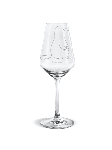 Mr. & Mrs. Panda Weißwein Glas Schnabeltier Mut ohne Spruch in Transparent