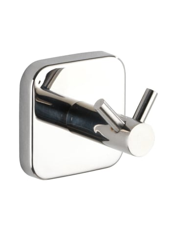 Wenko Handtuchhaken DUO MEZZANO, doppelt in Silbern, (B) 5,5 x (H) 5,5 x (L) 5,5 cm