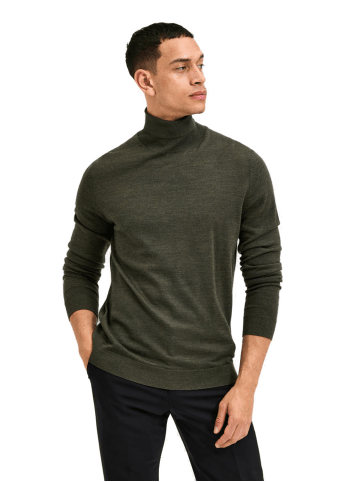 SELECTED HOMME Pullover SLHTOWN MERINO COOLMAX in Grün