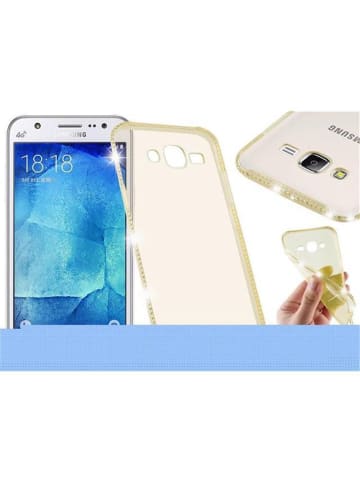 cadorabo Hülle für Samsung Galaxy J5 2015 Strass Design in TRANSPARENT GOLD