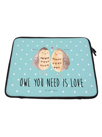 Mr. & Mrs. Panda Notebook Tasche Eulen Liebe mit Spruch in Türkis Pastell