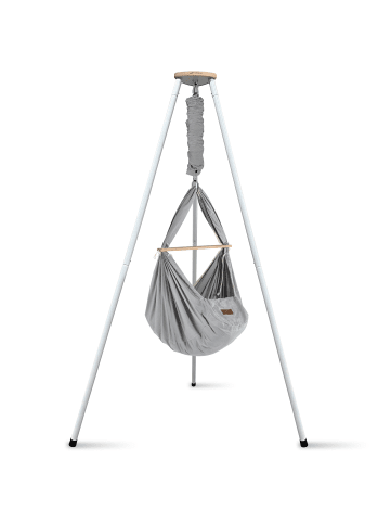 Schmusewolke Federwiege mit Tipi Bio Grey Weiß Schafwolle