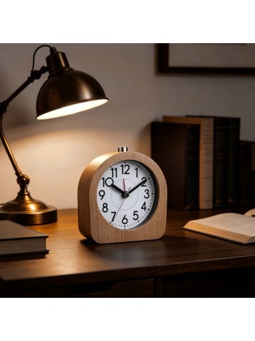 relaxdays Wecker analog in Hellbraun - (B)10 x (H)10 x (T)4,5 cm