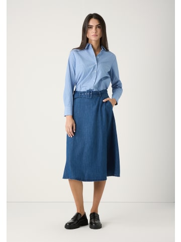 More & More weiter Jeansrock mit Gürtel in middle blue denim